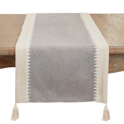 Saro Lifestyle Whipstitched Border Design Table Runner