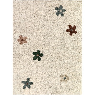 Balta Rugs Floral Plush Shag Area Rug Cream