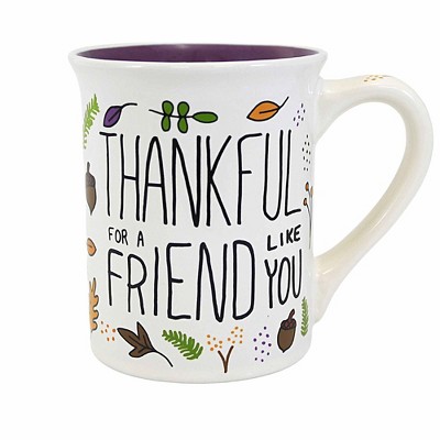 Enesco 4.5 Inch Thankful For A Friend Mug , Acorns Leaves Flowers (1PC)