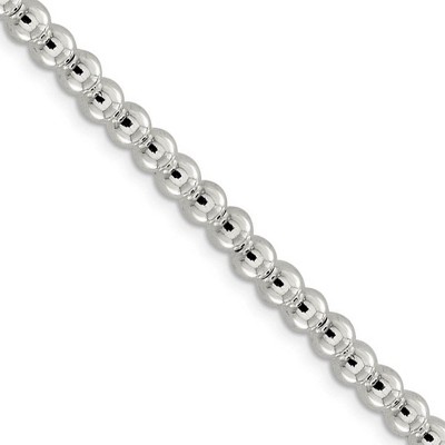 Black Bow Jewelry 5mm, Sterling Silver, Beaded Box Chain Necklace