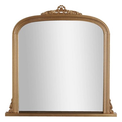 20" x 21" Arch Ornate Accent Wall Mirror Antique Brass - Head West: Tudor Inspired, Vintage Decor, No Assembly Required