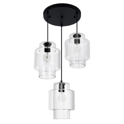HOMLUX Modern Glass Chandelier 3-Light Kitchen Dining Room Ceiling Light Fixture