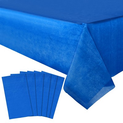 Juvale 6 Pack Plastic Royal Blue Tablecloth for Parties, Rectangular Disposable Table Cover for Birthday, Graduation Party Supplies, 54 x 108 In