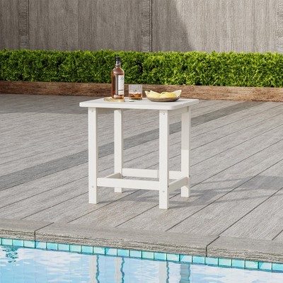 Outdoor HDPE Square Side Table, Adirondack Style Patio End Table for Pool, Beach, Weather Resistant & Easy Setup