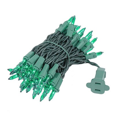 Novelty Lights 11 Feet 50 Bulbs Incandescent Mini Lights, Green Wire with 2.5" Spacing, UL Listed for Indoor/Outdoor Use, Connectable