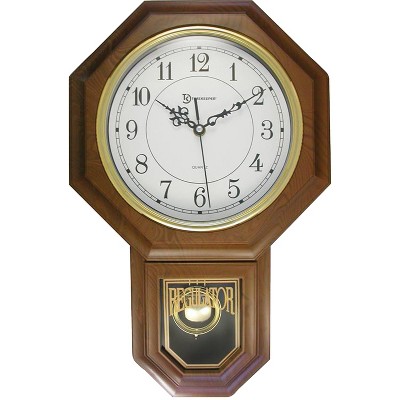 Timekeeper Essex 18.75" Modern Pendulum Wall Clock (Faux Wood) in Brown