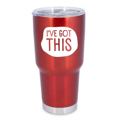 100 North 30 Ounce Stainless Steel On the Go Travel Tumbler With Push Top Lid, I've Got This Red