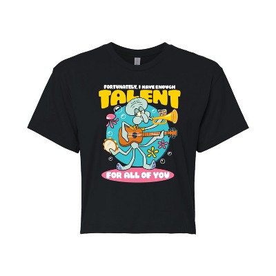 Women's - SpongeBob SquarePants - Squidward Enough Talent For All Of You Cropped Graphic T-Shirt