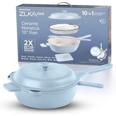 Granitestone Zuka Everyday Pan 10" Nonstick Multi-Functional Saute Pan with Lid, Nylon Spoon and Steamer Basket