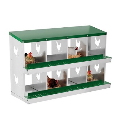 Chicken Nesting Box with Roll Out Egg Tray, Heavy Duty Galvanized Steel, Rustproof & Ventilated Laying Box for Chickens/Ducks, Wall Mount