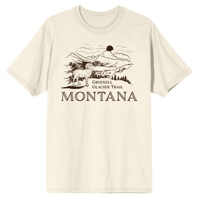 Elevation 7573 Grinnell Glacier Trail Montana Crew Neck Short Sleeve Natural Men's T-shirt