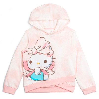 Hello Kitty French Terry Pullover Crossover Hoodie Tie Dye Little Kid to Big Kid