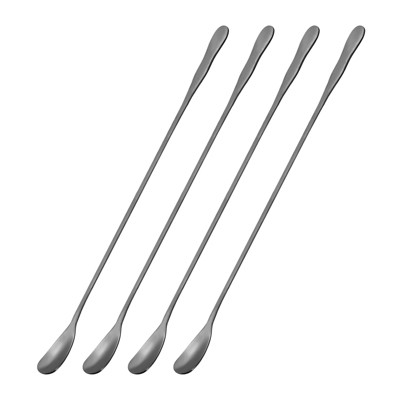 Unique Bargains Stainless Steel Mixing Coffee Cocktail Long Handle Spoons 4 Pcs