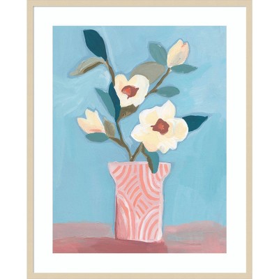 33"x41" Magnolia Blooms by Kate Aurelia Holloway - Amanti Art: Fir Wood Frame, Still Life Botanical Art