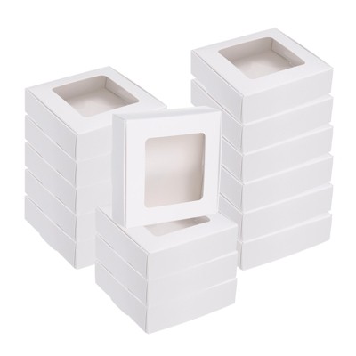 Unique Bargains Paper Party Favor Treats Candy Cookie Packaging with Clear Window Kraft Soap Boxes 32 Pcs