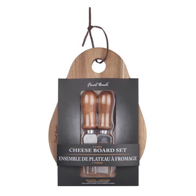 Final Touch Cheese Board with Slicer 7 in. L X 7.5 in. W X 1.6 in. Acacia Wood - 3 pcs
