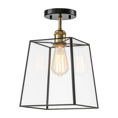 C Cattleya 1-Light Contemporary Semi-Flush Mount Ceiling Light with Tempered Glass Shade