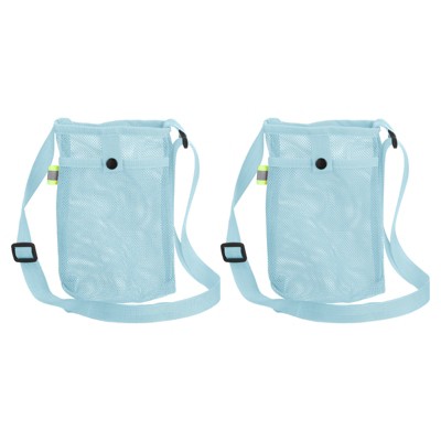 Unique Bargains Nylon Adjustable Shoulder Strap Mesh Water Bottle Holder 2 Pcs