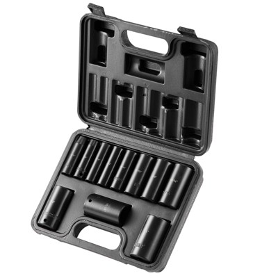 VEVOR 3/8" Drive Impact Socket Set, 11 Piece Deep Socket Set SAE 5/16"-1", 6 Point CR-V Alloy Steel for Auto Repair, Easy-to-Read Size Markings