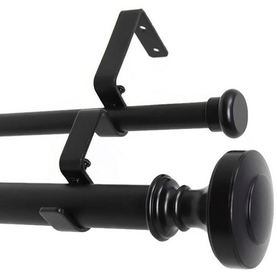 Urbanest Semplice Flat Button 1-inch 5-8 inch Double Drapery Curtain Window Rod Set