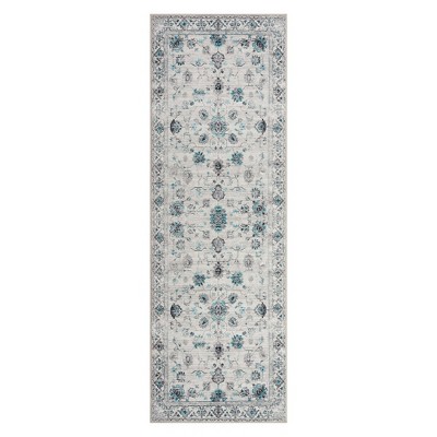 Area Rug Bohemian Vintage Rug Boho Floral Distressed Carpet, Beige Gray