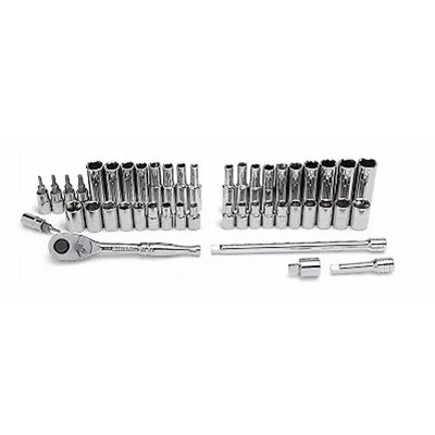 Master Mechanic 45-Piece SAE Socket Tool Set, 1/4 Inch Drive, Ratchet Wrench Kit, Automotive Hand Tools, Mechanics Set with Organizer for Car, Garage