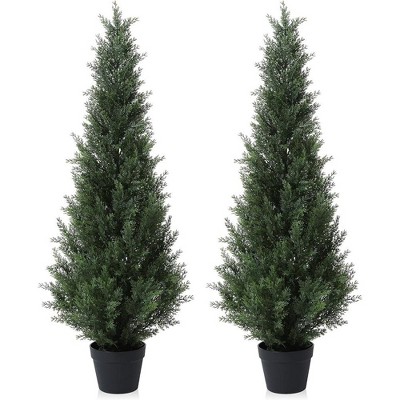 3-5FT Artificial Cedar Topiary Trees for Indoor and Outdoor UV Protection Christmas Trees for Home Decor Set of 2