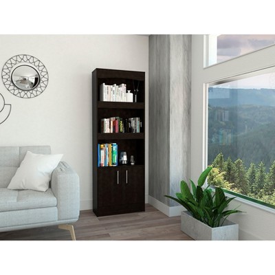 NicBex Bookcases for Living Room Modern 53.8" Tall 3 Shelves Double Door Cabinet Bookshelf Compact Design Bookcase for Small Spaces Office Home