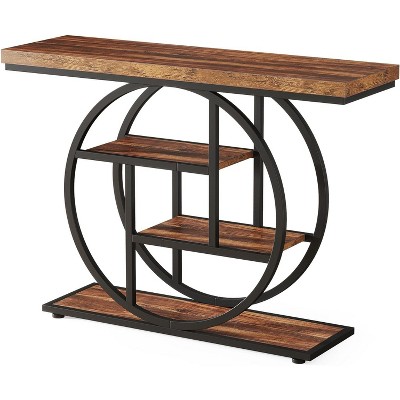 Tribesigns  Industrial 4-Tier 41.3" Console Table with Circle Base