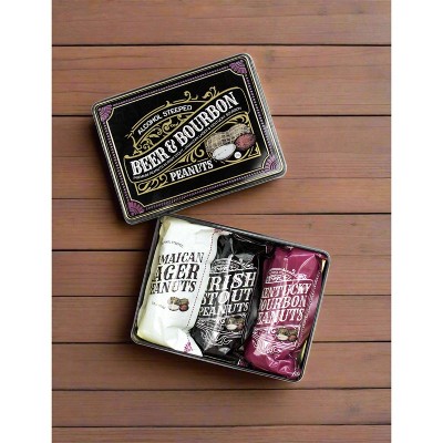 Beer & Bourbon Liquor Peanuts Gift Tin – Gourmet Snack Trio