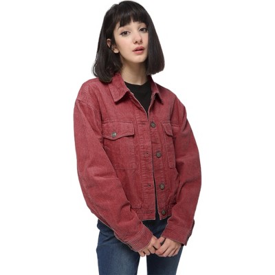 Anna-Kaci Women's Corduroy Collared Long Sleeve Button Down Jacket for Everyday Casaul Wear