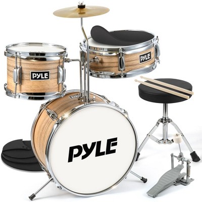 Pyle Kids Drum Set, 3 Piece Beginner Junior Drummer Kit with 13" Bass Drum,