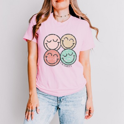 Simply Sage Market S.W.Smiley Smiley Face Grunge Short Sleeve Tee
