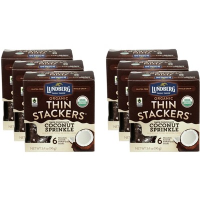 Lundberg Organic Thin Stackers Dark Chocolate Coconut Sprinkle - Case of 6 - 3.4 oz