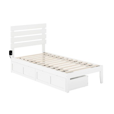 AFI Twin Oxford Bed with USB Turbo Charger: 2 Underbed Drawers, No Box Spring Needed