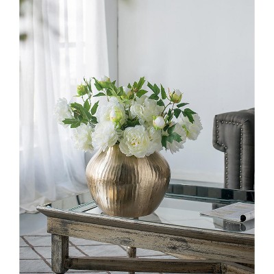 Gulches 11*11*9" Aluminum Chisel Flower Vase, Gold
