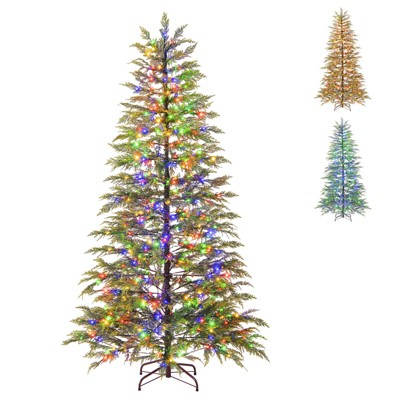 Costway 6.5/7.5 FT Pre-Lit Artificial Christmas Tree with 578 Branch Tips 390 Lights 8 Modes