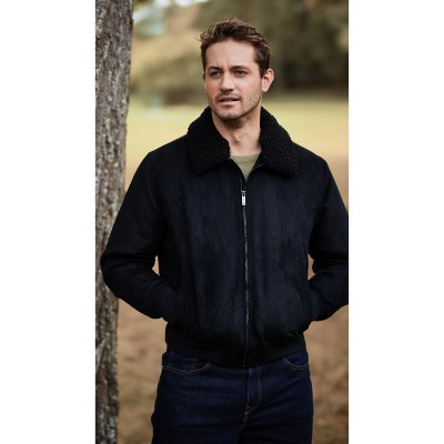 Weatherproof Men's Micro Suede Bomber Jacket with Faux Fur Collar