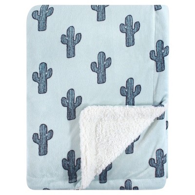 Yoga Sprout Baby Boy Mink and Faux Shearling Plush Blanket, Cactus, One Size