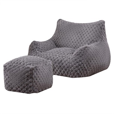 Itopfox Gaming Chair Comfy Bean Bag Sofa for Bedroom, Modern Faux Fur Reading Chair for Adults Teens, Living Room Bean Bag with Footrest