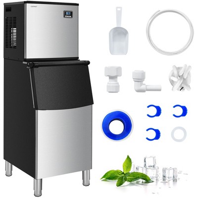 Costway Split Commercial Ice Maker 353LBS/24H Ice Machine w/ 198 LBS Storage Bin Silver