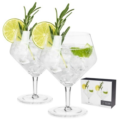 Viski Raye Angled Crystal Wine Glasses Set of 2