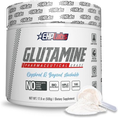 EHPlabs L-Glutamine Powder – 500g, 100 Servings – Muscle Recovery, Gut & Immune Health Support