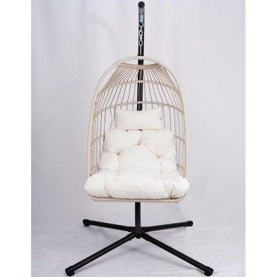 PAGED Indoor Outdoor Swing Chair with Foldable Design and Chains,Egg Chair for Patio,Porch,Garden