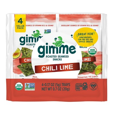 Gimme Chili Lime Roasted Seaweed Snack - 0.7oz/4ct
