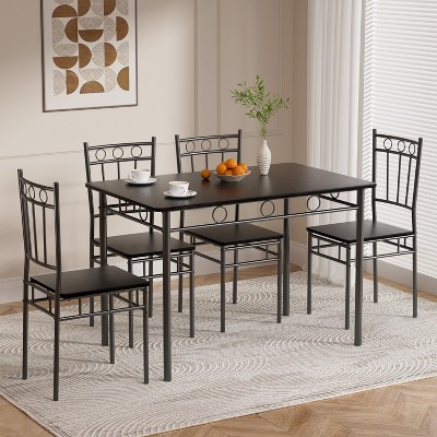Vipbear 5 PCS Dining Table Set Industrial Style Kitchen Table & Chairs for 4 Space-Saving Kitchen Table Set for Small Space,Dinette,Apartment