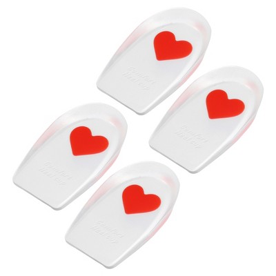 Unique Bargains Silicone Heel Support Cup Pads Orthotic Insole Plantar Care Heel Pads Love Pattern Size 33-39 4Pcs