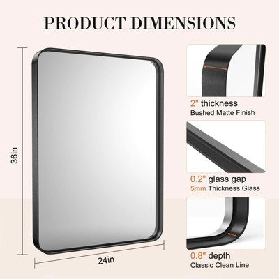 MyDepot Black Bathroom Rectangular Vanity Mirror for Wall