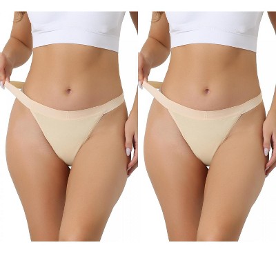 Allegra K Women's Breathable Soft Stretch 4 Layers Medium Waist Thongs 2 Packs