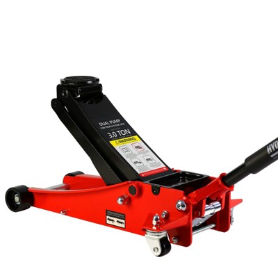 DSVIMOY 3 Ton Low Profile Floor Jack, Racing Floor Jack with Pistons Quick Lift Pump, Hydraulic Floor Jack Lifting, Black&Red, 27.64"*13.5"*6.1"